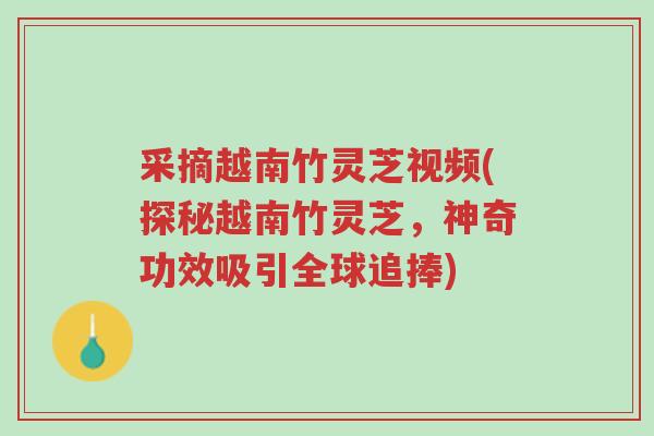 采摘越南竹灵芝视频(探秘越南竹灵芝,神奇功效吸引全球追捧)-第1张图片-超越 采摘越南竹灵芝视频(探秘越南竹灵芝,神奇功效吸引全球追捧)-第1张图片-超越