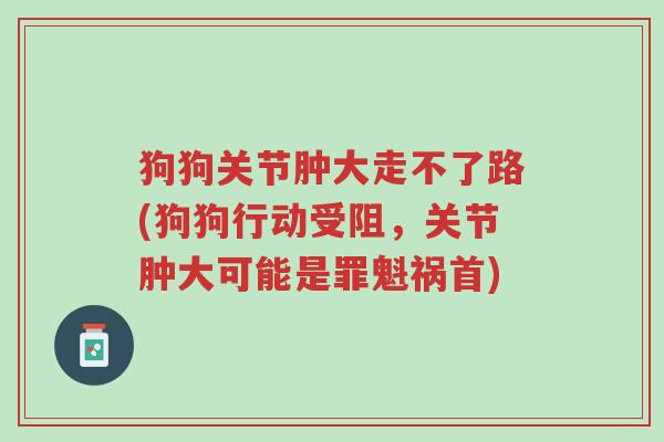 狗狗关节肿大走不了路(狗狗行动受阻,关节肿大可能是罪魁祸首)-第1张图片-超越 狗狗关节肿大走不了路(狗狗行动受阻,关节肿大可能是罪魁祸首)-第1张图片-超越