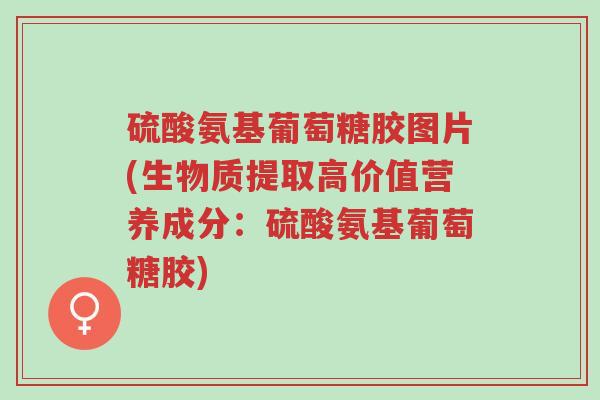 硫酸氨基葡萄糖胶图片(生物质提取高价值营养成分:硫酸氨基葡萄糖胶)-第1张图片-超越 硫酸氨基葡萄糖胶图片(生物质提取高价值营养成分:硫酸氨基葡萄糖胶)-第1张图片-超越