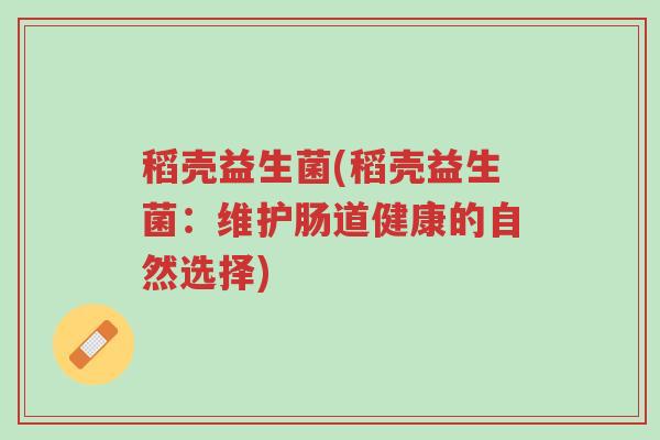 稻壳益生菌(稻壳益生菌:维护肠道健康的自然选择)-第1张图片-超越 稻壳益生菌(稻壳益生菌:维护肠道健康的自然选择)-第1张图片-超越