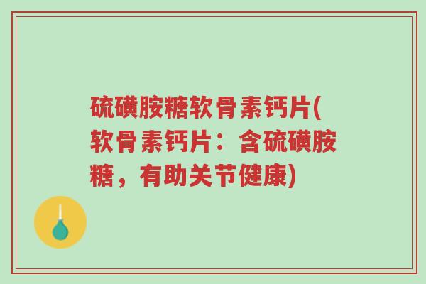 硫磺胺糖软骨素钙片(软骨素钙片:含硫磺胺糖,有助关节健康)-第1张图片-超越 硫磺胺糖软骨素钙片(软骨素钙片:含硫磺胺糖,有助关节健康)-第1张图片-超越