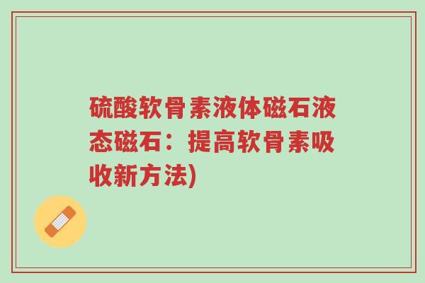 硫酸软骨素液体磁石液态磁石:提高软骨素吸收新方法)-第1张图片-超越 硫酸软骨素液体磁石液态磁石:提高软骨素吸收新方法)-第1张图片-超越