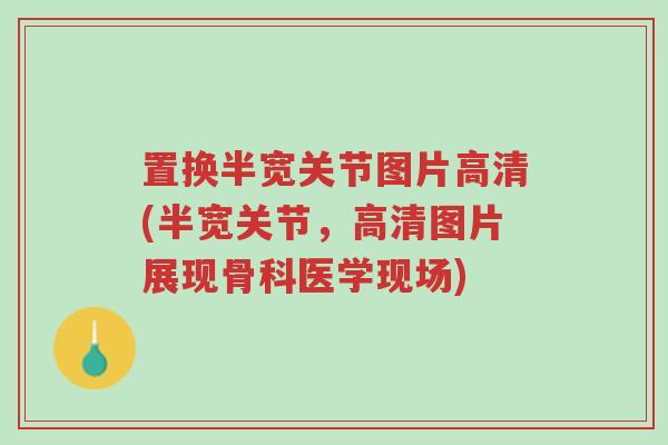 置换半宽关节图片高清(半宽关节,高清图片展现骨科医学现场)-第1张图片-超越 置换半宽关节图片高清(半宽关节,高清图片展现骨科医学现场)-第1张图片-超越