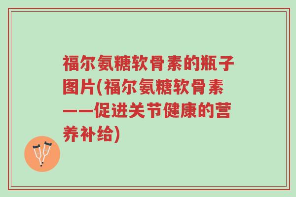 福尔氨糖软骨素的瓶子图片(福尔氨糖软骨素——促进关节健康的营养补给)-第1张图片-超越 福尔氨糖软骨素的瓶子图片(福尔氨糖软骨素——促进关节健康的营养补给)-第1张图片-超越