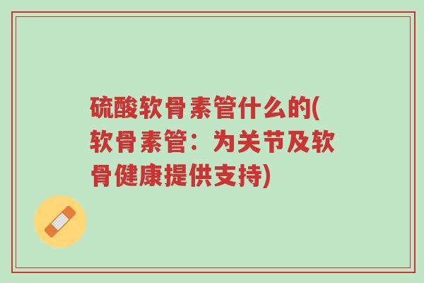 硫酸软骨素管什么的(软骨素管:为关节及软骨健康提供支持)-第1张图片-超越 硫酸软骨素管什么的(软骨素管:为关节及软骨健康提供支持)-第1张图片-超越