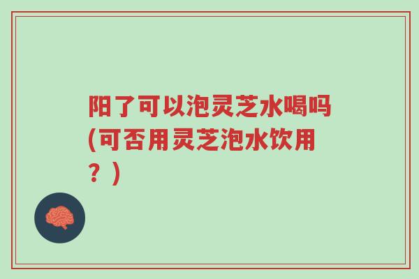 阳了可以泡灵芝水喝吗(可否用灵芝泡水饮用？)-第1张图片-超越