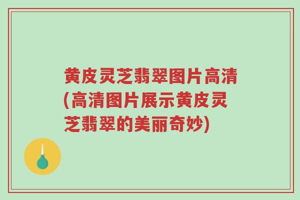 黄皮灵芝翡翠图片高清(高清图片展示黄皮灵芝翡翠的美丽奇妙)-第1张图片-超越 黄皮灵芝翡翠图片高清(高清图片展示黄皮灵芝翡翠的美丽奇妙)-第1张图片-超越