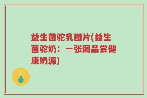益生菌驼乳图片(益生菌驼奶:一张图品尝健康奶源)-第1张图片-超越 益生菌驼乳图片(益生菌驼奶:一张图品尝健康奶源)-第1张图片-超越