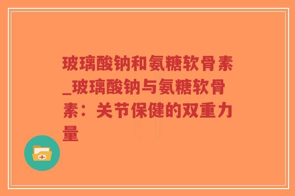 玻璃酸钠和氨糖软骨素_玻璃酸钠与氨糖软骨素:关节保健的双重力量-第1张图片-超越 玻璃酸钠和氨糖软骨素_玻璃酸钠与氨糖软骨素:关节保健的双重力量-第1张图片-超越