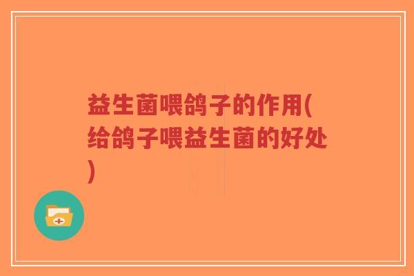 益生菌喂鸽子的作用(给鸽子喂益生菌的好处)-第1张图片-超越 益生菌喂鸽子的作用(给鸽子喂益生菌的好处)-第1张图片-超越