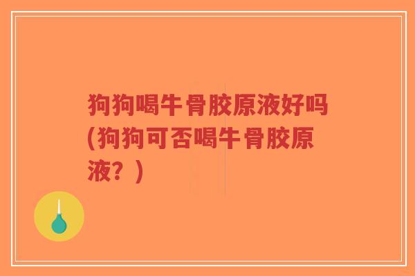 狗狗喝牛骨胶原液好吗(狗狗可否喝牛骨胶原液?)-第1张图片-超越 狗狗喝牛骨胶原液好吗(狗狗可否喝牛骨胶原液?)-第1张图片-超越