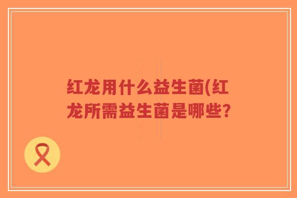 红龙用什么益生菌(红龙所需益生菌是哪些?-第1张图片-超越 红龙用什么益生菌(红龙所需益生菌是哪些?-第1张图片-超越