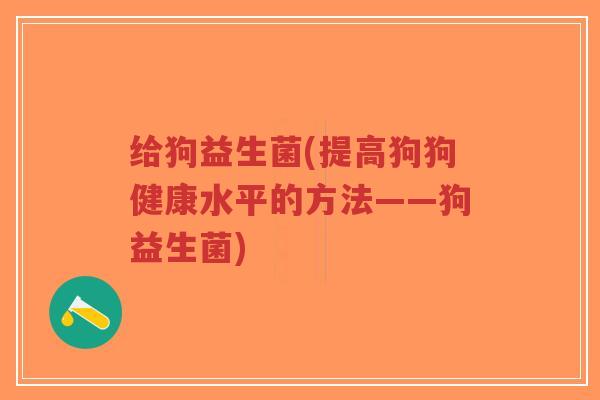 给狗益生菌(提高狗狗健康水平的方法——狗益生菌)-第1张图片-超越 给狗益生菌(提高狗狗健康水平的方法——狗益生菌)-第1张图片-超越