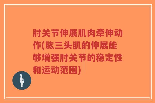 肘关节伸展肌肉牵伸动作(肱三头肌的伸展能够增强肘关节的稳定性和运动范围)-第1张图片-超越 肘关节伸展肌肉牵伸动作(肱三头肌的伸展能够增强肘关节的稳定性和运动范围)-第1张图片-超越