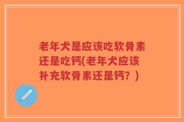 老年犬是应该吃软骨素还是吃钙(老年犬应该补充软骨素还是钙?)-第1张图片-超越 老年犬是应该吃软骨素还是吃钙(老年犬应该补充软骨素还是钙?)-第1张图片-超越