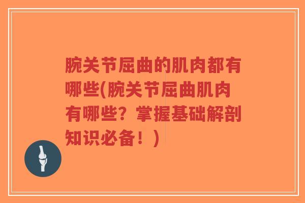 腕关节屈曲的肌肉都有哪些(腕关节屈曲肌肉有哪些?掌握基础解剖知识必备!)-第1张图片-超越 腕关节屈曲的肌肉都有哪些(腕关节屈曲肌肉有哪些?掌握基础解剖知识必备!)-第1张图片-超越