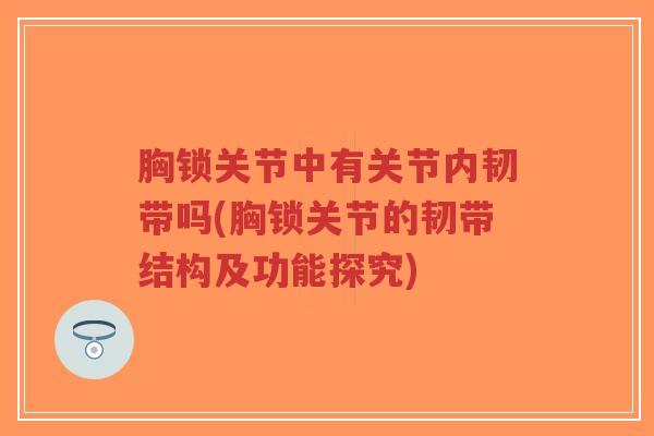 胸锁关节中有关节内韧带吗(胸锁关节的韧带结构及功能探究)-第1张图片-超越 胸锁关节中有关节内韧带吗(胸锁关节的韧带结构及功能探究)-第1张图片-超越