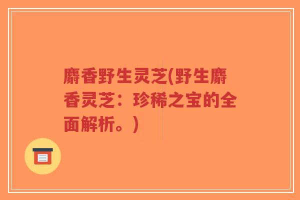 麝香野生灵芝(野生麝香灵芝:珍稀之宝的全面解析。)-第1张图片-超越 麝香野生灵芝(野生麝香灵芝:珍稀之宝的全面解析。)-第1张图片-超越