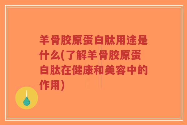 羊骨胶原蛋白肽用途是什么(了解羊骨胶原蛋白肽在健康和美容中的作用)-第1张图片-超越 羊骨胶原蛋白肽用途是什么(了解羊骨胶原蛋白肽在健康和美容中的作用)-第1张图片-超越