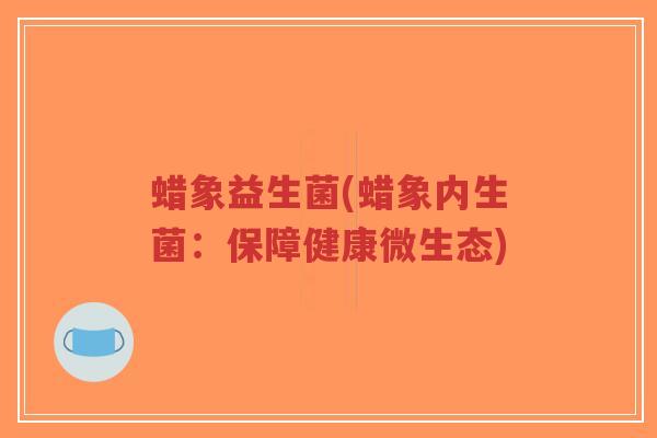 蜡象益生菌(蜡象内生菌:保障健康微生态)-第1张图片-超越 蜡象益生菌(蜡象内生菌:保障健康微生态)-第1张图片-超越