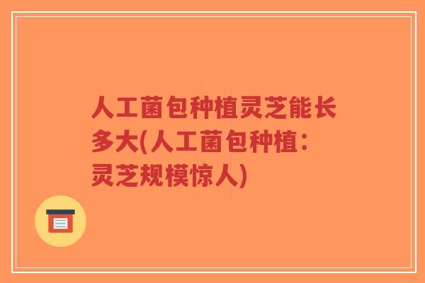 人工菌包种植灵芝能长多大(人工菌包种植:灵芝规模惊人)-第1张图片-超越 人工菌包种植灵芝能长多大(人工菌包种植:灵芝规模惊人)-第1张图片-超越