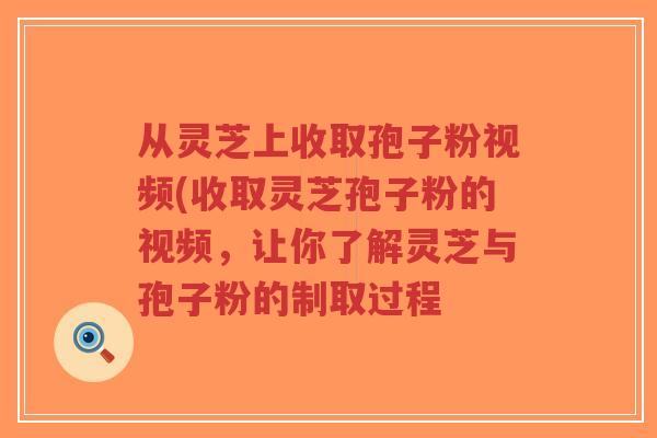从灵芝上收取孢子粉视频(收取灵芝孢子粉的视频,让你了解灵芝与孢子粉的制取过程-第1张图片-超越 从灵芝上收取孢子粉视频(收取灵芝孢子粉的视频,让你了解灵芝与孢子粉的制取过程-第1张图片-超越