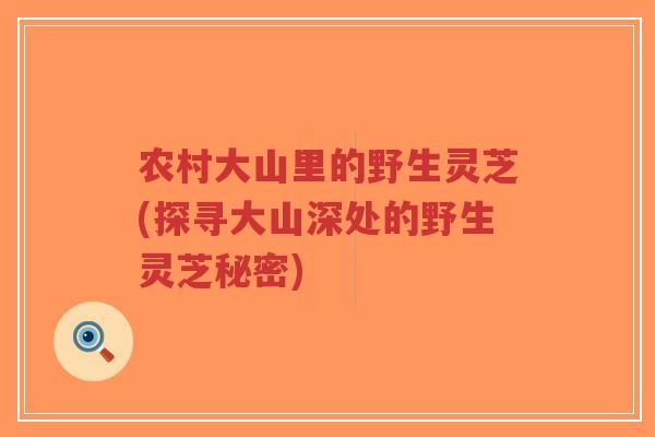 农村大山里的野生灵芝(探寻大山深处的野生灵芝秘密)-第1张图片-超越