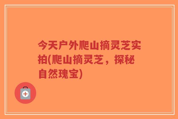 今天户外爬山摘灵芝实拍(爬山摘灵芝,探秘自然瑰宝)-第1张图片-超越 今天户外爬山摘灵芝实拍(爬山摘灵芝,探秘自然瑰宝)-第1张图片-超越