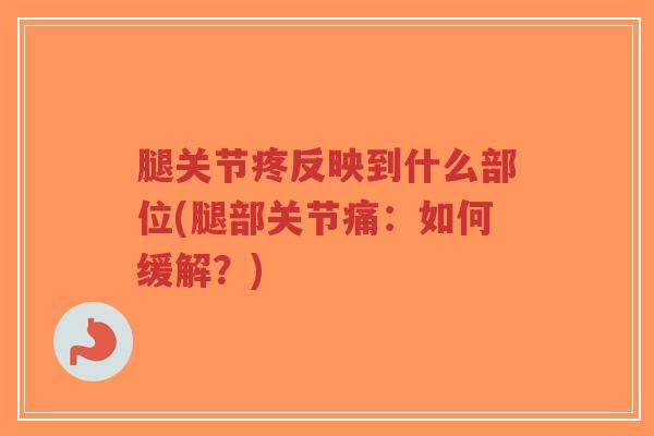 腿关节疼反映到什么部位(腿部关节痛:如何缓解?)-第1张图片-超越 腿关节疼反映到什么部位(腿部关节痛:如何缓解?)-第1张图片-超越