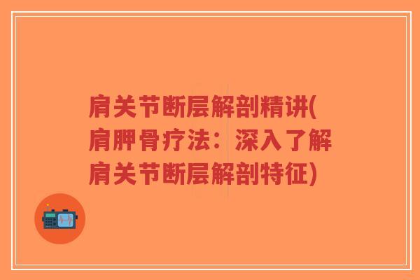 肩关节断层解剖精讲(肩胛骨疗法:深入了解肩关节断层解剖特征)-第1张图片-超越 肩关节断层解剖精讲(肩胛骨疗法:深入了解肩关节断层解剖特征)-第1张图片-超越