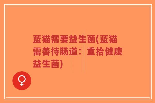 蓝猫需要益生菌(蓝猫需善待肠道:重拾健康益生菌)-第1张图片-超越 蓝猫需要益生菌(蓝猫需善待肠道:重拾健康益生菌)-第1张图片-超越