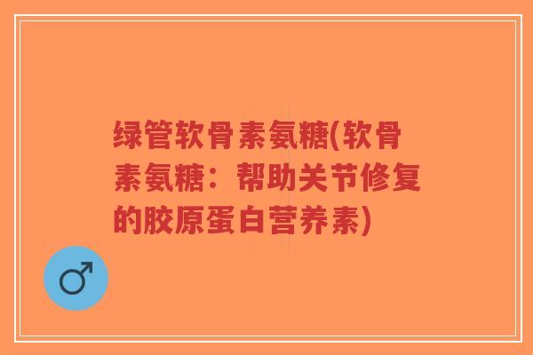 绿管软骨素氨糖(软骨素氨糖:帮助关节修复的胶原蛋白营养素)-第1张图片-超越 绿管软骨素氨糖(软骨素氨糖:帮助关节修复的胶原蛋白营养素)-第1张图片-超越
