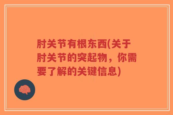 肘关节有根东西(关于肘关节的突起物,你需要了解的关键信息)-第1张图片-超越 肘关节有根东西(关于肘关节的突起物,你需要了解的关键信息)-第1张图片-超越