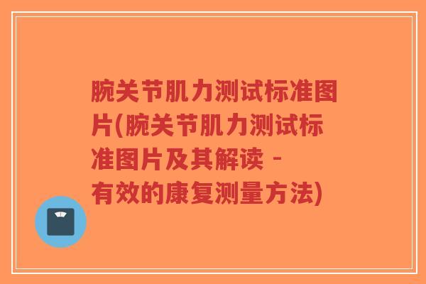 腕关节肌力测试标准图片(腕关节肌力测试标准图片及其解读 - 有效的康复测量方法)-第1张图片-超越