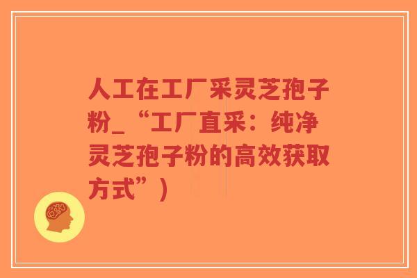 人工在工厂采灵芝孢子粉_“工厂直采:纯净灵芝孢子粉的高效获取方式”)-第1张图片-超越 人工在工厂采灵芝孢子粉_“工厂直采:纯净灵芝孢子粉的高效获取方式”)-第1张图片-超越