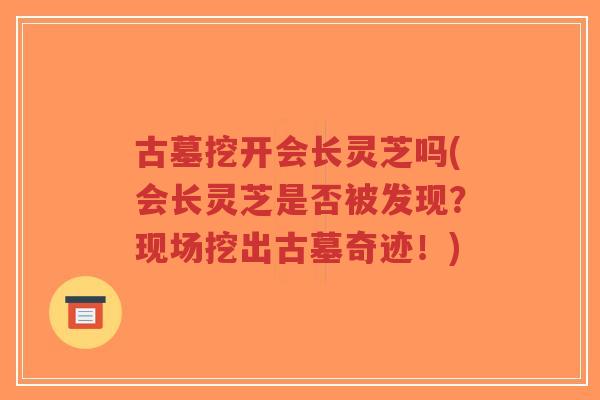 古墓挖开会长灵芝吗(会长灵芝是否被发现?现场挖出古墓奇迹!)-第1张图片-超越 古墓挖开会长灵芝吗(会长灵芝是否被发现?现场挖出古墓奇迹!)-第1张图片-超越