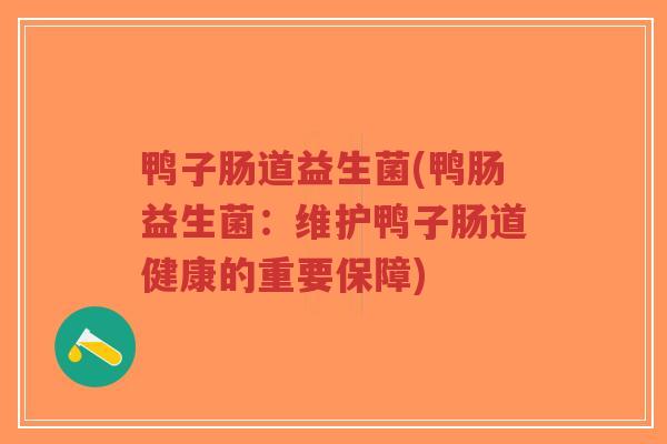 鸭子肠道益生菌(鸭肠益生菌:维护鸭子肠道健康的重要保障)-第1张图片-超越 鸭子肠道益生菌(鸭肠益生菌:维护鸭子肠道健康的重要保障)-第1张图片-超越