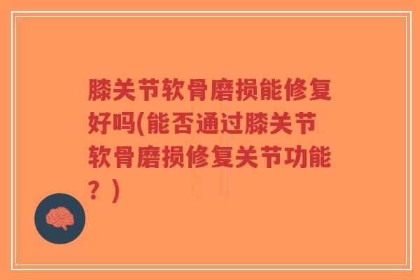 膝关节软骨磨损能修复好吗(能否通过膝关节软骨磨损修复关节功能?)-第1张图片-超越 膝关节软骨磨损能修复好吗(能否通过膝关节软骨磨损修复关节功能?)-第1张图片-超越