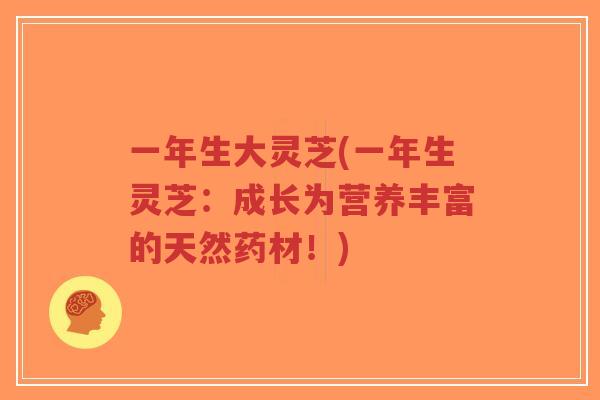 一年生大灵芝(一年生灵芝:成长为营养丰富的天然药材!)-第1张图片-超越 一年生大灵芝(一年生灵芝:成长为营养丰富的天然药材!)-第1张图片-超越