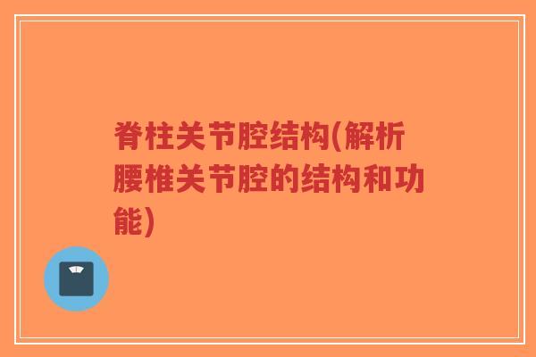 脊柱关节腔结构(解析腰椎关节腔的结构和功能)-第1张图片-超越 脊柱关节腔结构(解析腰椎关节腔的结构和功能)-第1张图片-超越