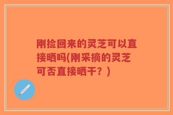 刚捡回来的灵芝可以直接晒吗(刚采摘的灵芝可否直接晒干?)-第1张图片-超越 刚捡回来的灵芝可以直接晒吗(刚采摘的灵芝可否直接晒干?)-第1张图片-超越