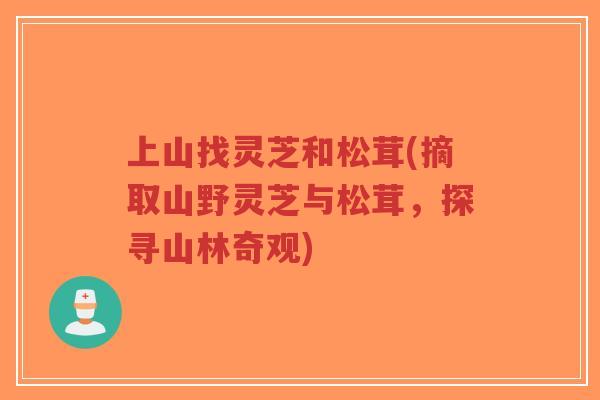 上山找灵芝和松茸(摘取山野灵芝与松茸,探寻山林奇观)-第1张图片-超越 上山找灵芝和松茸(摘取山野灵芝与松茸,探寻山林奇观)-第1张图片-超越