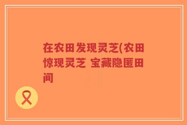 在农田发现灵芝(农田惊现灵芝 宝藏隐匿田间-第1张图片-超越 在农田发现灵芝(农田惊现灵芝 宝藏隐匿田间-第1张图片-超越