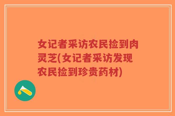 女记者采访农民捡到肉灵芝(女记者采访发现农民捡到珍贵药材)-第1张图片-超越 女记者采访农民捡到肉灵芝(女记者采访发现农民捡到珍贵药材)-第1张图片-超越