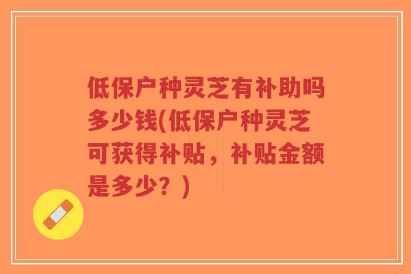 低保户种灵芝有补助吗多少钱(低保户种灵芝可获得补贴,补贴金额是多少?)-第1张图片-超越 低保户种灵芝有补助吗多少钱(低保户种灵芝可获得补贴,补贴金额是多少?)-第1张图片-超越