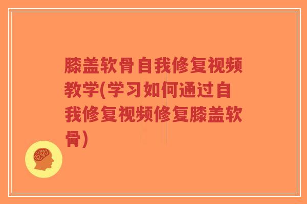 膝盖软骨自我修复视频教学(学习如何通过自我修复视频修复膝盖软骨)-第1张图片-超越 膝盖软骨自我修复视频教学(学习如何通过自我修复视频修复膝盖软骨)-第1张图片-超越