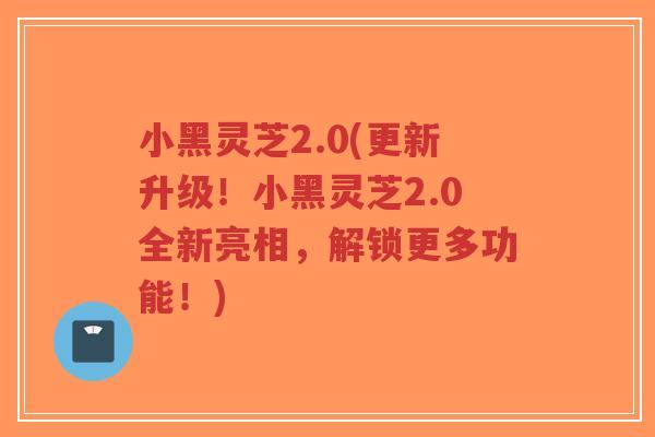 小黑灵芝2.0(更新升级!小黑灵芝2.0全新亮相,解锁更多功能!)-第1张图片-超越 小黑灵芝2.0(更新升级!小黑灵芝2.0全新亮相,解锁更多功能!)-第1张图片-超越