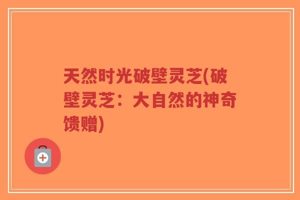 天然时光破壁灵芝(破壁灵芝:大自然的神奇馈赠)-第1张图片-超越 天然时光破壁灵芝(破壁灵芝:大自然的神奇馈赠)-第1张图片-超越