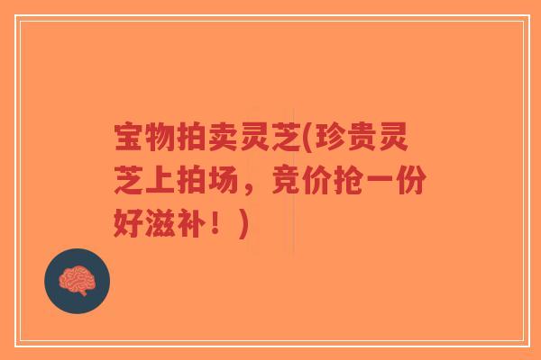 宝物拍卖灵芝(珍贵灵芝上拍场,竞价抢一份好滋补!)-第1张图片-超越 宝物拍卖灵芝(珍贵灵芝上拍场,竞价抢一份好滋补!)-第1张图片-超越
