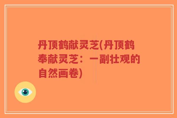 丹顶鹤献灵芝(丹顶鹤奉献灵芝:一副壮观的自然画卷)-第1张图片-超越 丹顶鹤献灵芝(丹顶鹤奉献灵芝:一副壮观的自然画卷)-第1张图片-超越